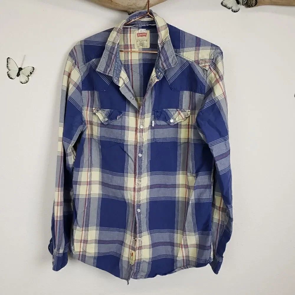 Levi's western plaid pearl snap button shirt
